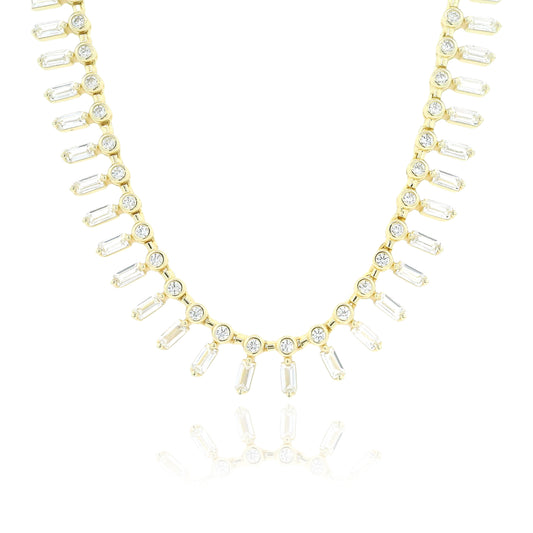 Floating Baguettes CZ Necklace - KN22233