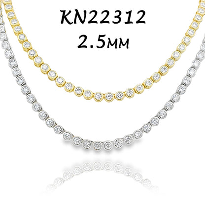 2.5MM Bezel Tennis Necklace - KN22312