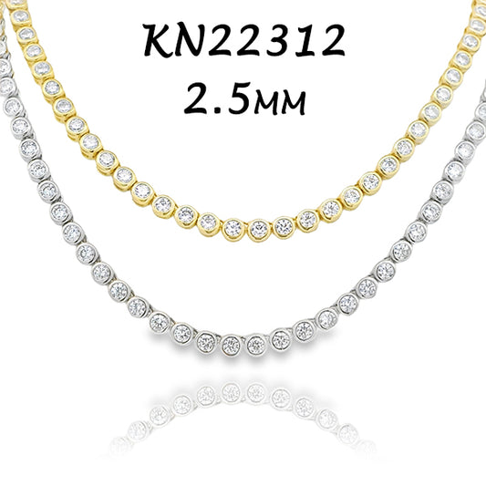 2.5MM Bezel Tennis Necklace - KN22312