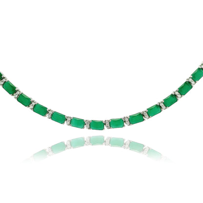 Elegant Emerald Necklace 16" - KN22319