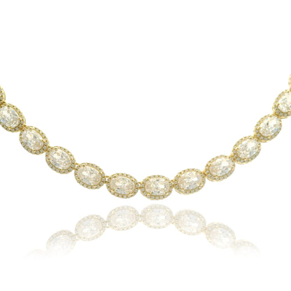 Elegant Oval Halo Necklace 16" - KN22320