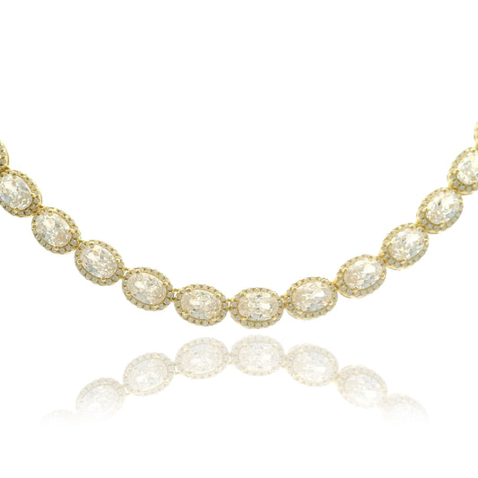 Elegant Oval Halo Necklace 16" - KN22320