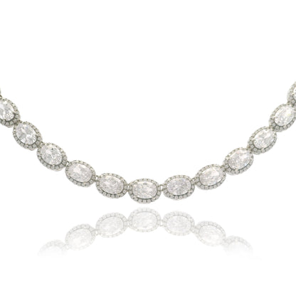 Elegant Oval Halo Necklace 16" - KN22320