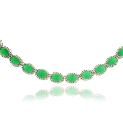 Elegant Oval Halo Necklace 16" - KN22320
