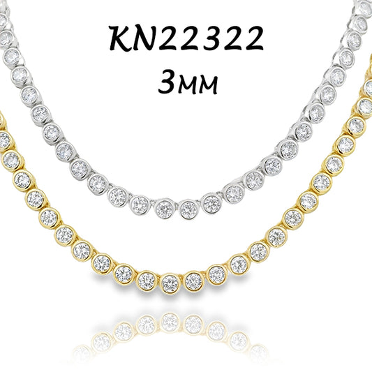 3MM Bezel Tennis Necklace - KN22322