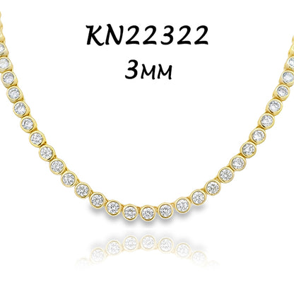 3MM Bezel Tennis Necklace - KN22322