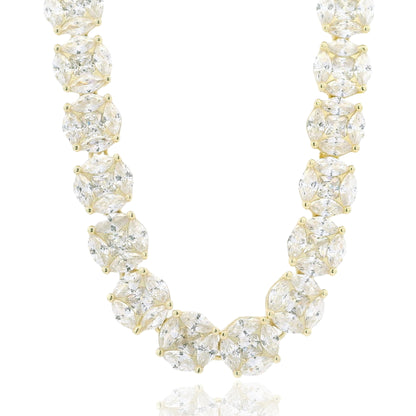 Radiant Elegance: Marquise-Cut CZ Cluster Necklace in Silver - KN22398