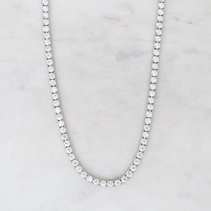 Diamond CZ 3MM 4prong Tennis Necklace