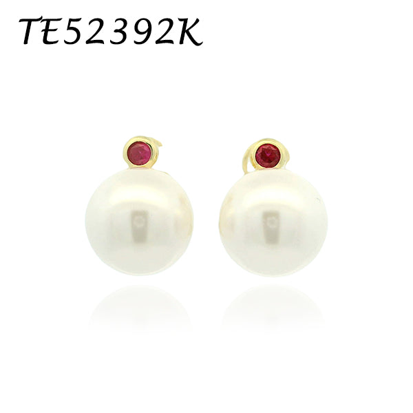 Elegant Pearl and Ruby Earrings - TE52392K