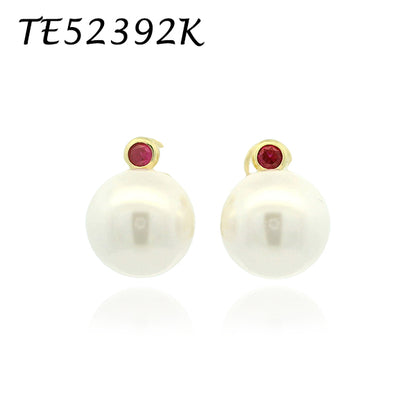 Elegant Pearl and Ruby Earrings - TE52392K