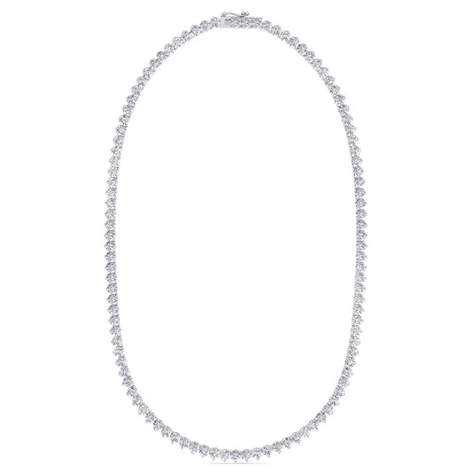 Diamond CZ 3MM 3prong Tennis/Riviera Necklace - KN22053