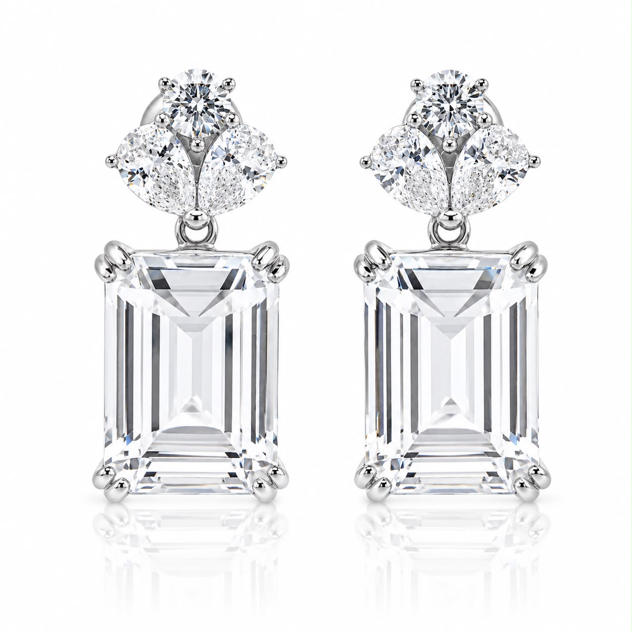 Fancy Emerald Cut Medium Earring - KE192013