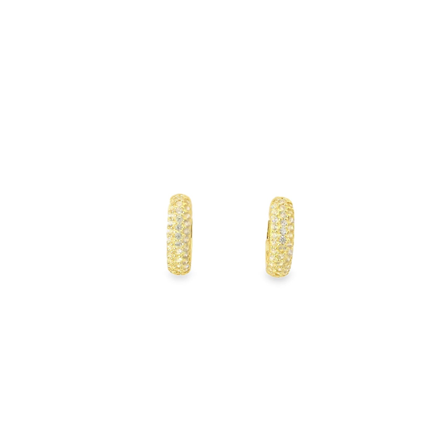 Mini Three Row Pave Diamond CZ Huggie Earrings - KE19219