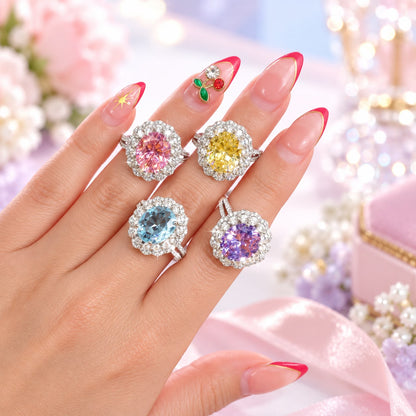 Oval Double Halo Statement Ring - KR66973