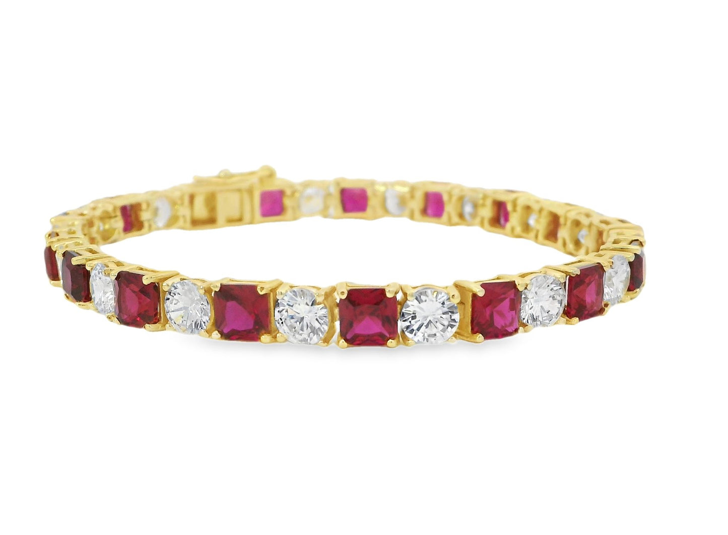 Small Princess cut & Round Bracelet 7" - KB33125