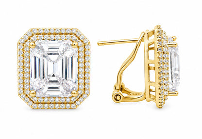 Double Halo Elegant Emerald Cut Earring - KE192046