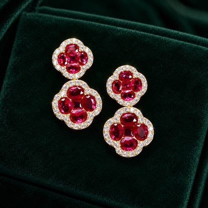 Double Clover Gemstone Earring - KE192197