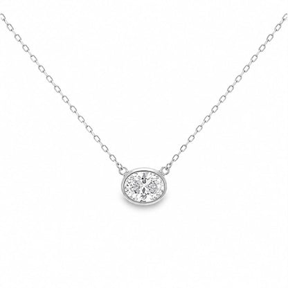 Oval East West Bezel Necklace 15+3" - PGN22318