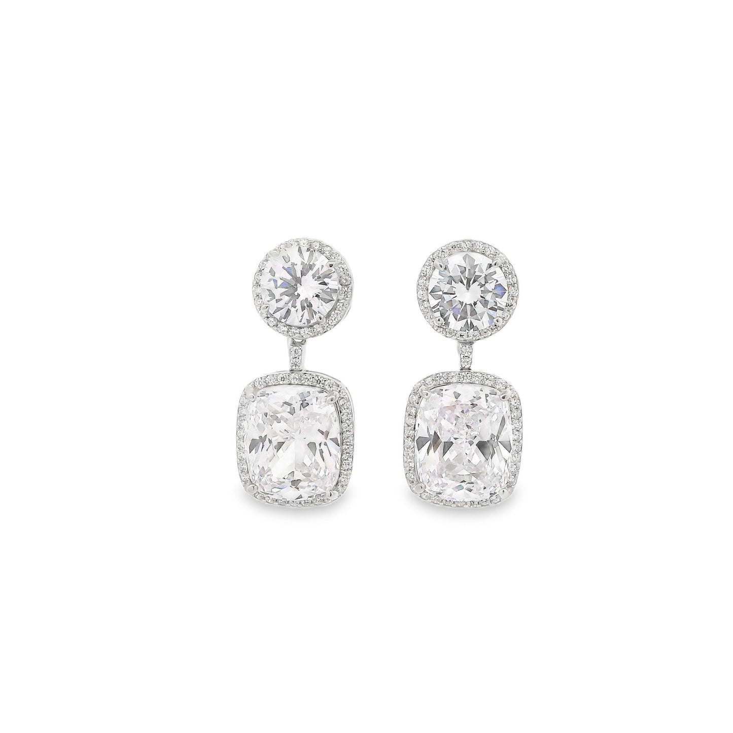 Cushion Cut Drop Halo Earrings - KE192018