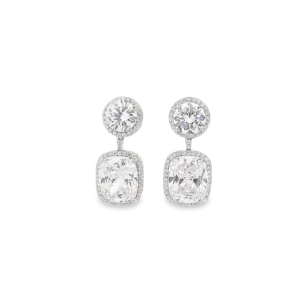 Cushion Cut Drop Halo Earrings - KE192018