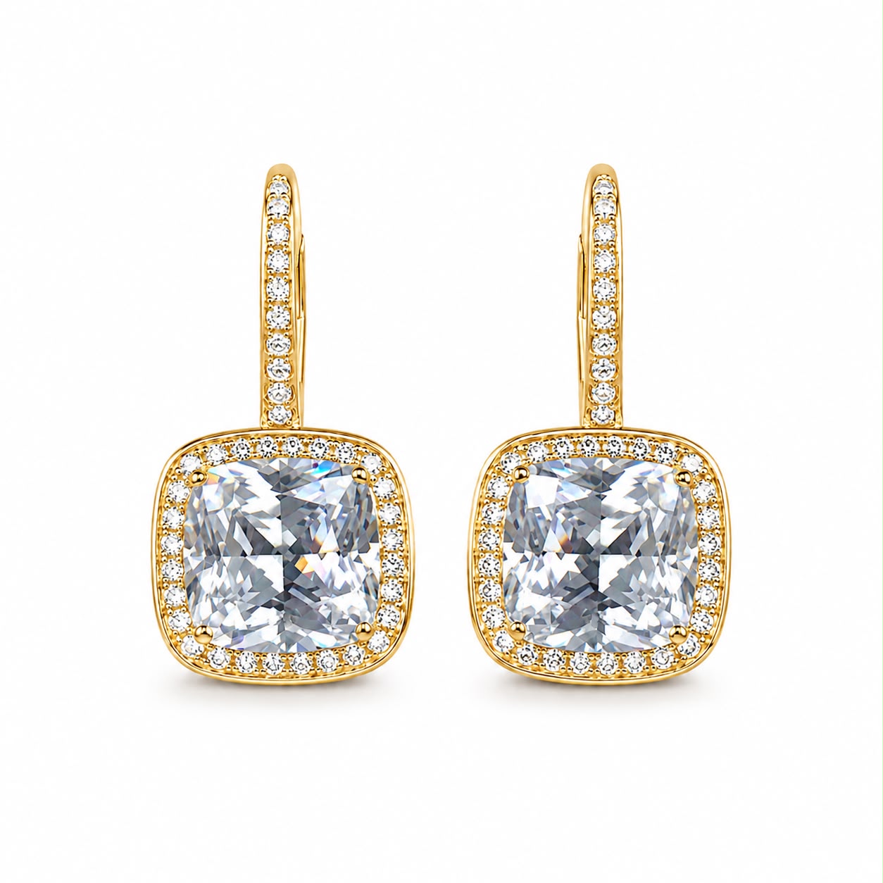 Cushion Halo Drop Earring - KE19776