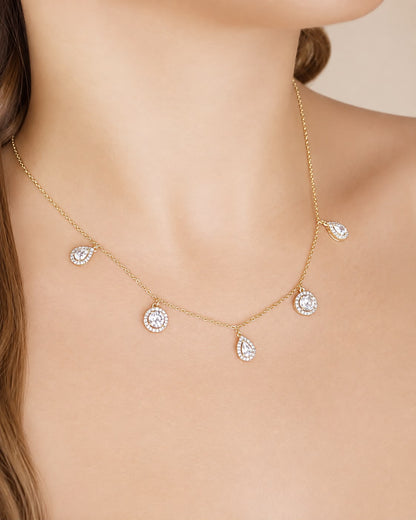 Floating Multi-Shape Dainty Necklace 15+3" - PGN22308