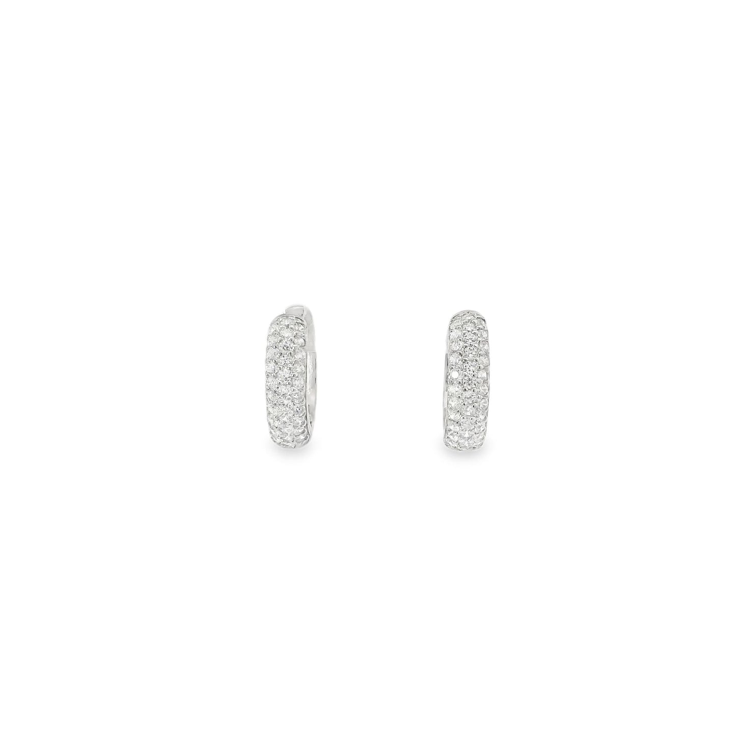 Mini Three Row Pave Diamond CZ Huggie Earrings - KE19219