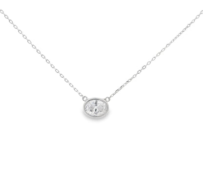Oval East West Bezel Necklace 15+3" - PGN22318