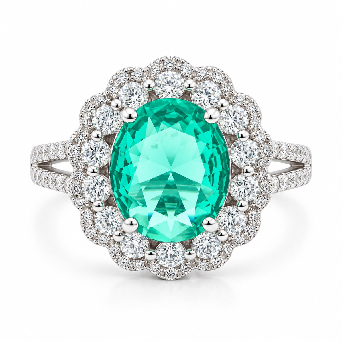 Oval Double Halo Statement Ring - KR66973