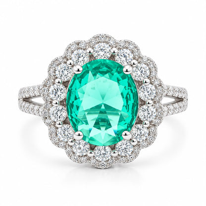 Oval Double Halo Statement Ring - KR66973