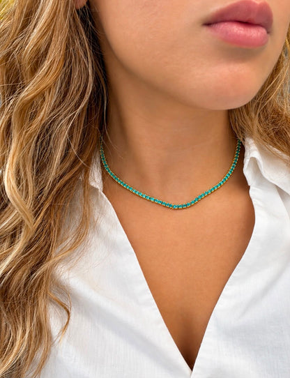 3MM 4PRONG Color Tennis Necklace - KN22158-3