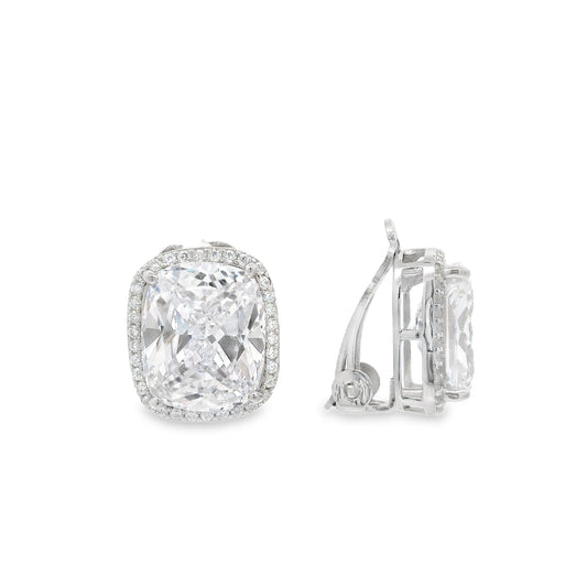 Cushion Cut Large Halo Stud CLIP ON - KE192035
