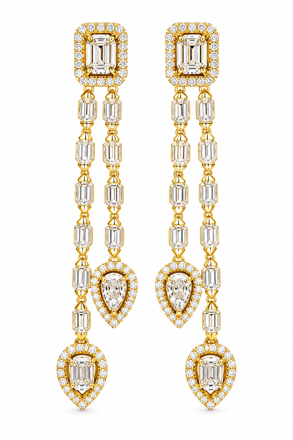 Luxury baguette Diamond Drop Earrings - KE192174