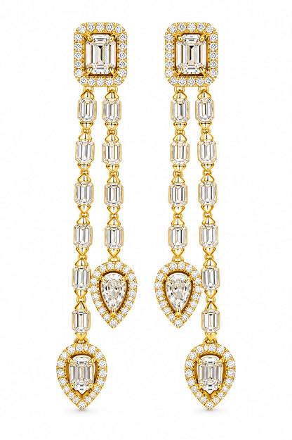 Luxury baguette Diamond Drop Earrings - KE192174