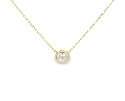 Oval East West Bezel Necklace 15+3" - PGN22318