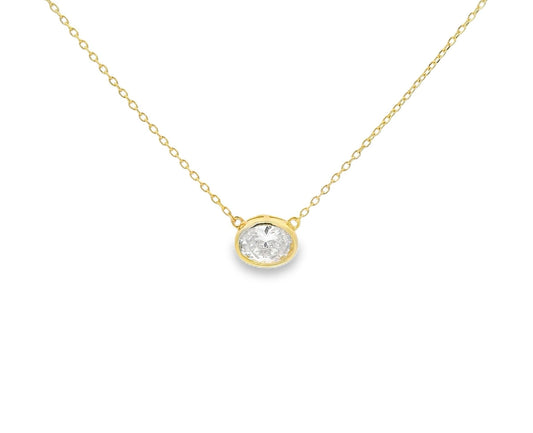 Oval East West Bezel Necklace 15+3" - PGN22318