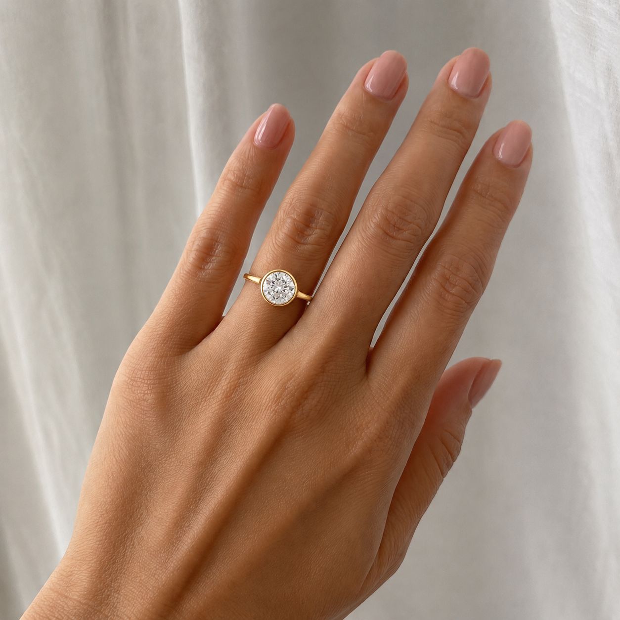 Round Bezel Solitaire Ring - KR661012