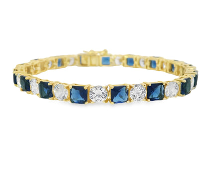 Small Princess cut & Round Bracelet 7" - KB33125