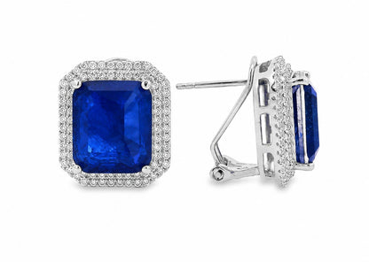 Double Halo Elegant Emerald Cut Earring - KE192046