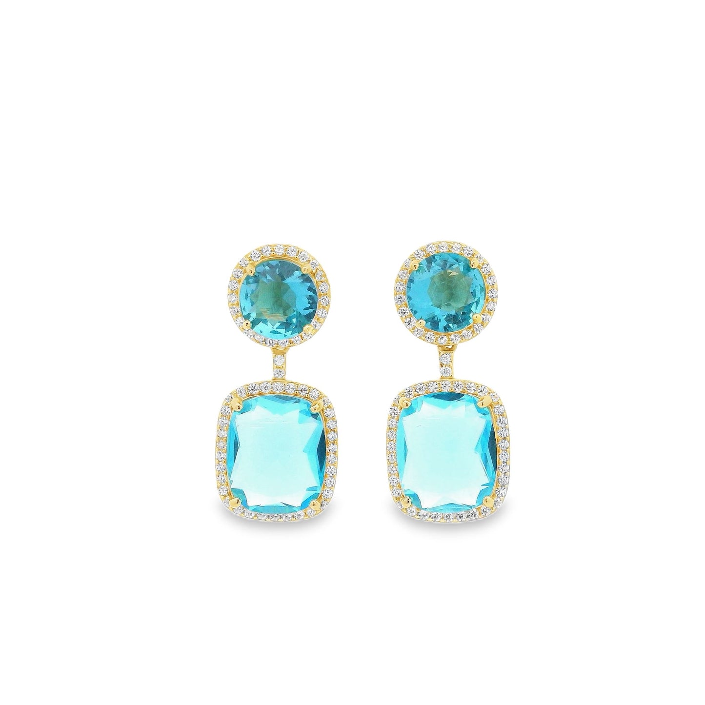 Cushion Cut Drop Halo Earrings - KE192018