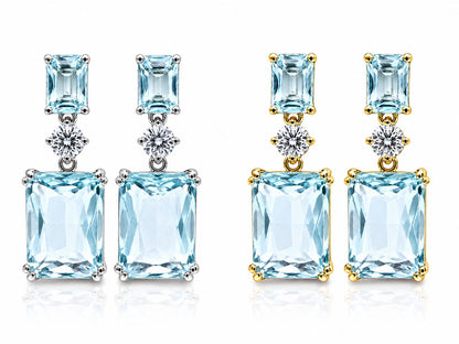 Double Emerald Cut Drop Earrings - KE192014
