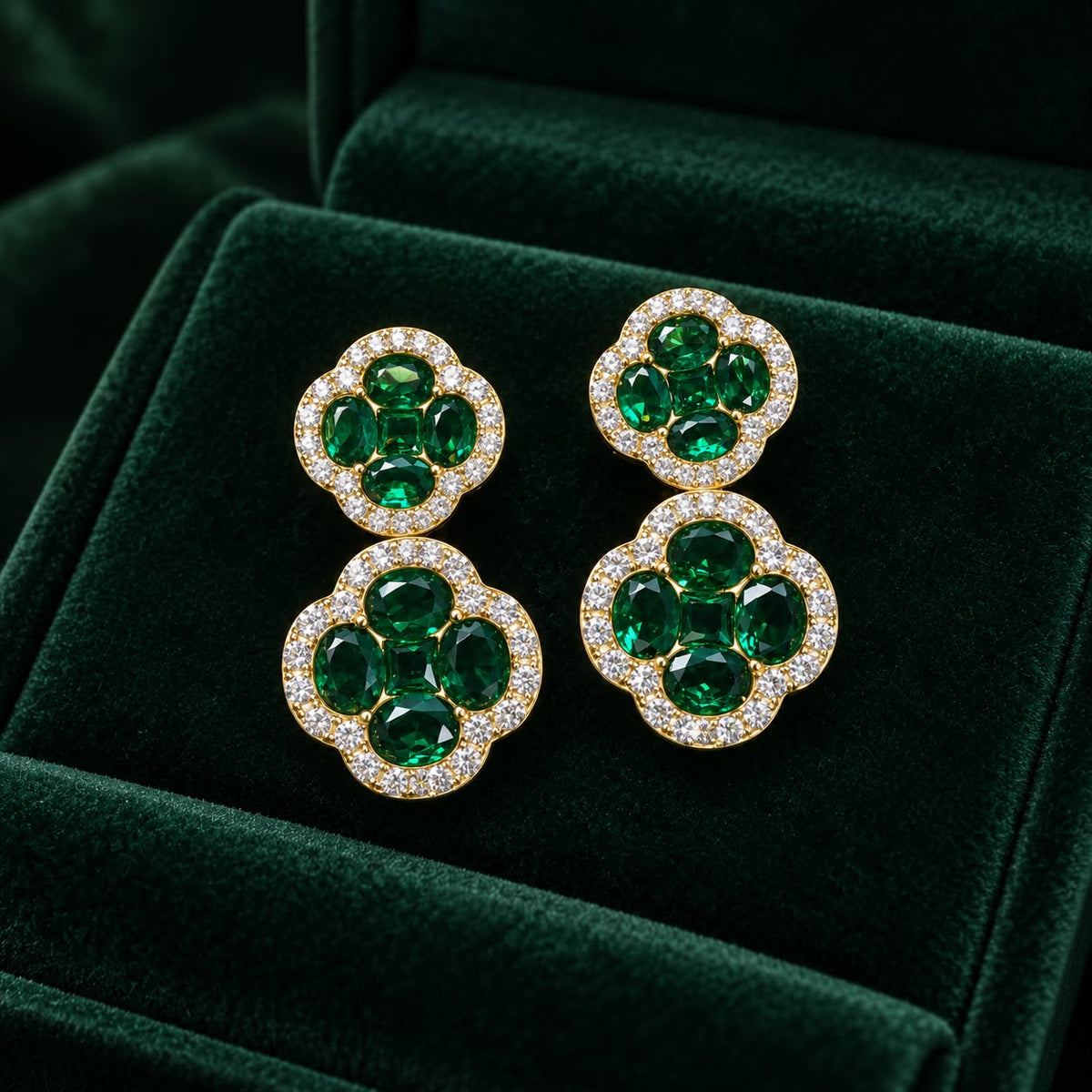 Double Clover Gemstone Earring - KE192197