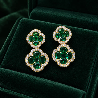 Double Clover Gemstone Earring - KE192197
