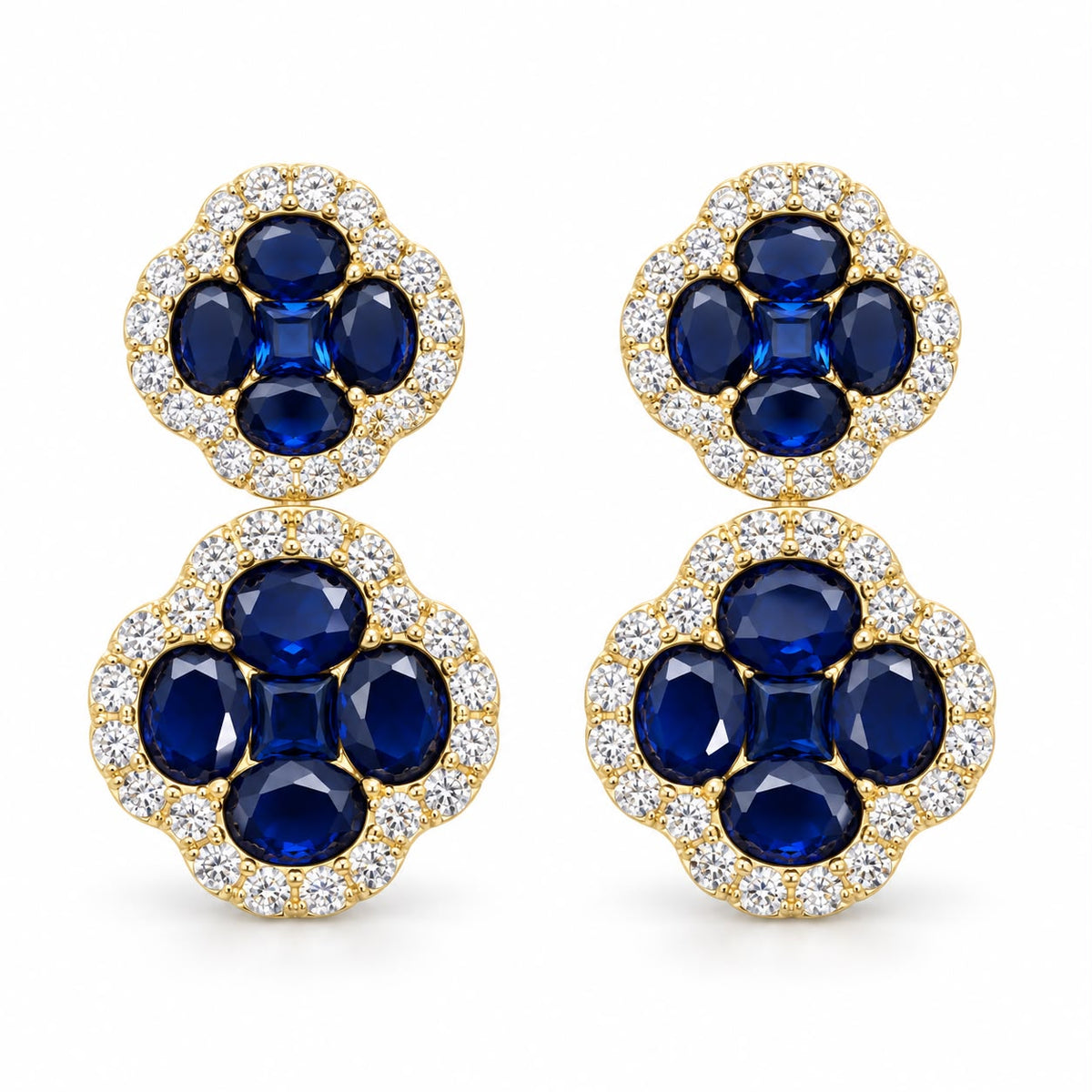 Double Clover Gemstone Earring - KE192197