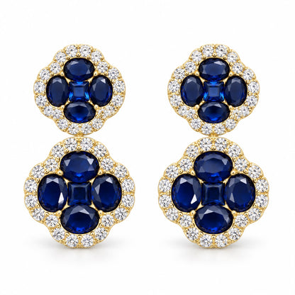 Double Clover Gemstone Earring - KE192197