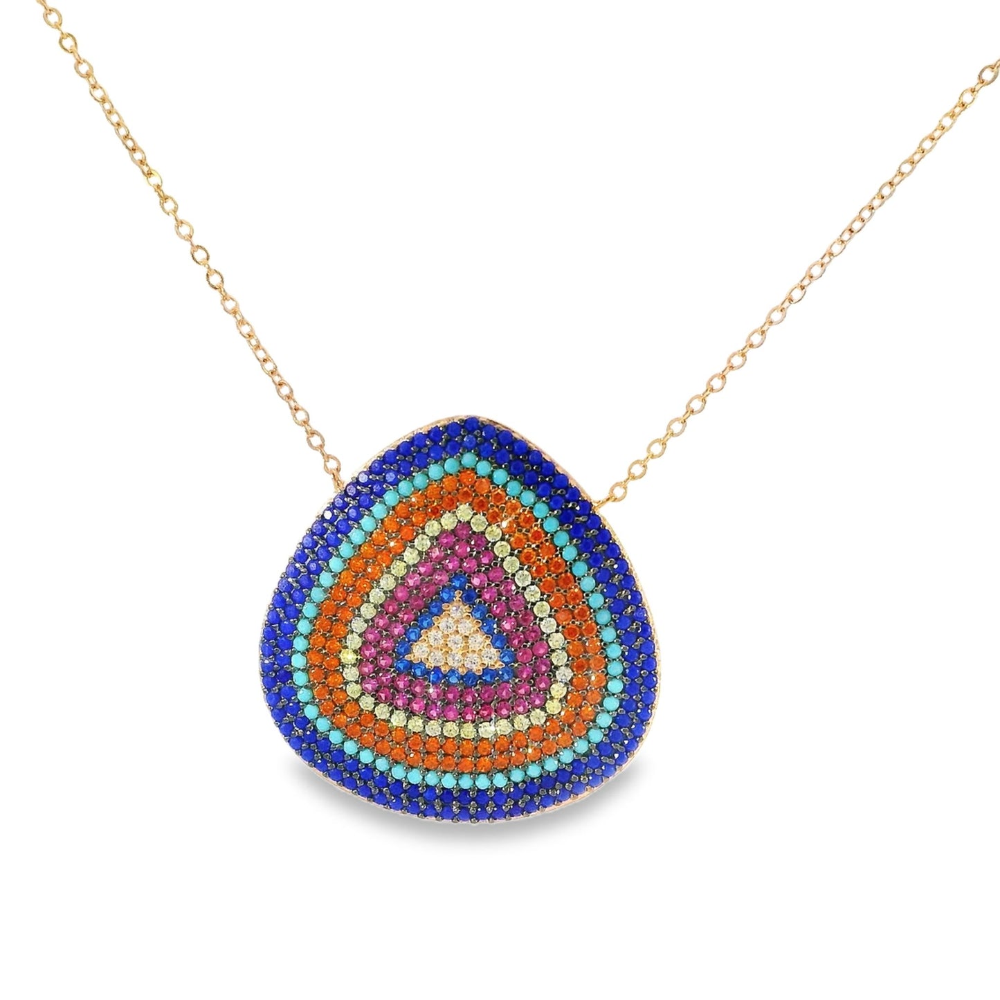 Large Multicolor Triangle Necklace 16+2" - PGN26864W