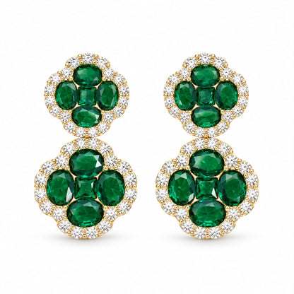 Double Clover Gemstone Earring - KE192197