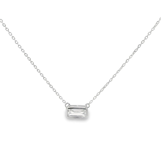 Thin Bezel Emerald Cut Necklace - PGN22303