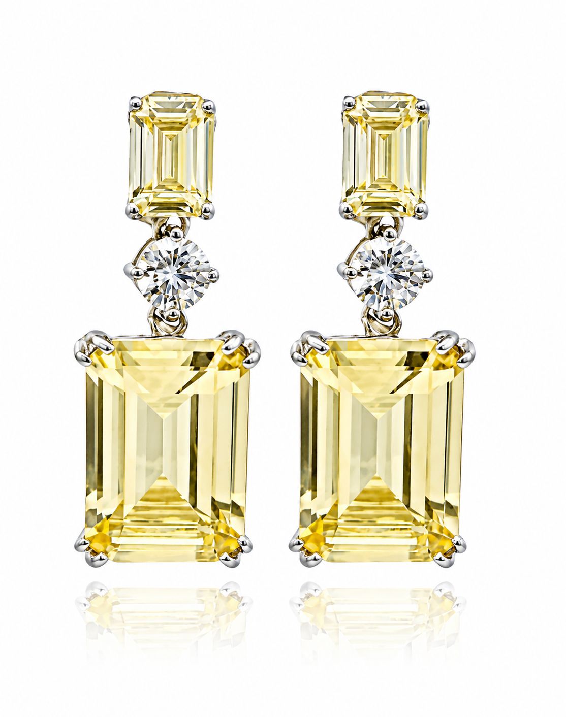 Double Emerald Cut Drop Earrings - KE192014