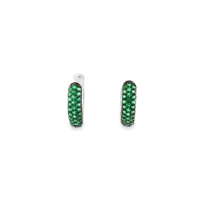Medium Three Row Pave Diamond CZ Huggie Earrings - KE19488